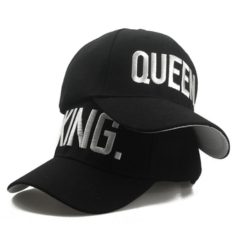 Czapka baseballowa Snapback King Queen unisex biało-czarna Hip Hop Sport