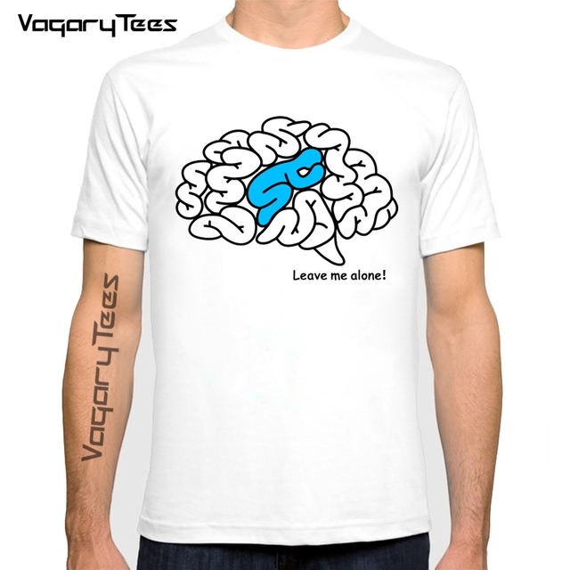 Męska koszulka z zabawnym wzorem mózgu Vagarytees Geek Tee - tanie ubrania i akcesoria