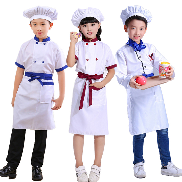 Dziecięcy fartuch kucharski z kapturem - odzież sportowa dla małych kucharzy w przedszkolu - tanie ubrania i akcesoria