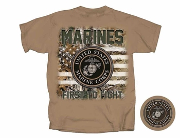 Koszulka męska RealTree z wzorem wojskowych amerykańskich MARINES SEAL - bawełna