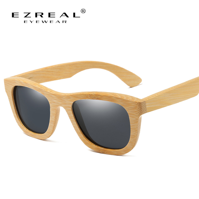 Ręcznie robione bambusowe okulary przeciwsłoneczne z polaryzowanymi lustrzanymi szkłami dla mężczyzn i kobiet (EZREAL) - tanie ubrania i akcesoria