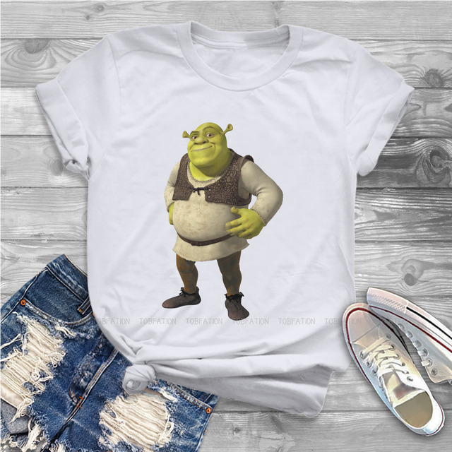 Damska koszulka z krótkim rękawem w stylu oversize Shrek komedia filmowa - tanie ubrania i akcesoria