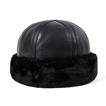 Czapka zimowa Bomber średniego wieku, wykonana z prawdziwej skóry - ciepły unisexowy kapelusz zimowy, idealny dla babci