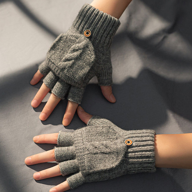 Ciepłe wełniane rękawiczki bez palców do obsługi ekranów dotykowych mężczyzn i kobiet - Unisex z odsłoniętym palcem - tanie ubrania i akcesoria