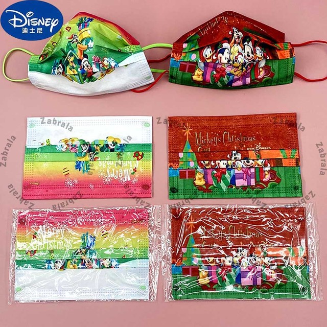 Dorosłe jednorazowe maseczki Disney dla dzieci - 20/40/60/80/100 sztuk, indywidualnie pakowane, boże narodzenie, drukowane maski dzieci Mickey Cartoon Mascara - tanie ubrania i akcesoria