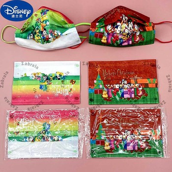 Dorosłe jednorazowe maseczki Disney dla dzieci - 20/40/60/80/100 sztuk, indywidualnie pakowane, boże narodzenie, drukowane maski dzieci Mickey Cartoon Mascara