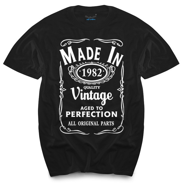 Koszulka męska Made in 1982 - Urodzony 34. Rok życia - Vintage Funny Gift - tanie ubrania i akcesoria
