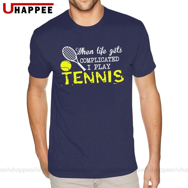 Koszulka męska z krótkim rękawem I Love Play Tennis Bespoke, czarny, miękka bawełna, okrągły dekolt - tanie ubrania i akcesoria