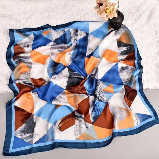 Jedwabny szalik z drukowanym wzorem w 7 kolorach - modna i wszechstronna apaszka damska z satynowym jedwabiem (70CM, kwadratowy) - tanie ubrania i akcesoria