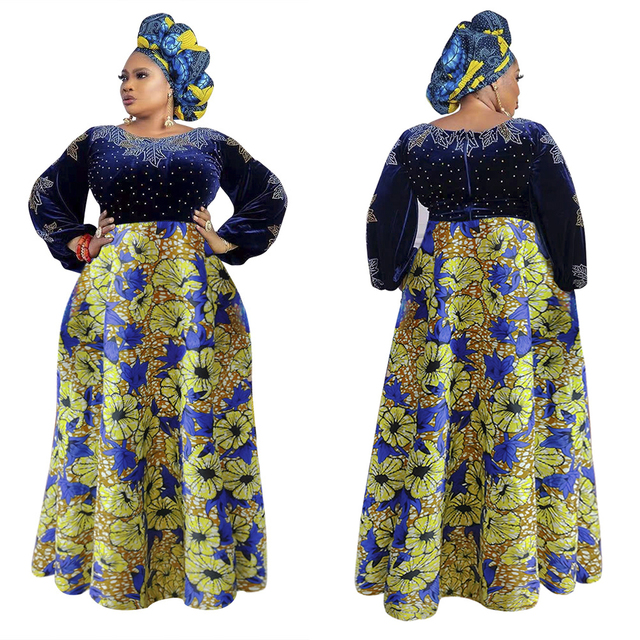 MD Ankara Dashiki: Aksamitne sukienki woskowe dla afrykańskich kobiet - tradycyjne stroje zimowej kolekcji 2021 - tanie ubrania i akcesoria