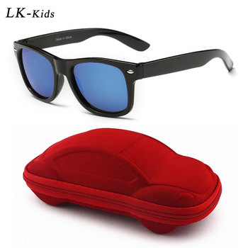 Okulary przeciwsłoneczne LongKeeper dla dzieci z futerałem - kwadratowe, lustrzane, ochrona UV400