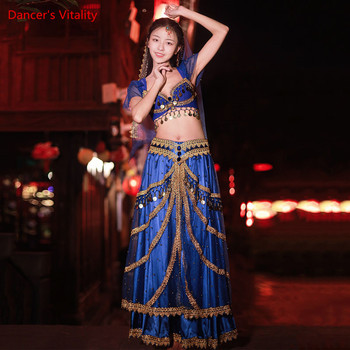 Egipski strój do tańca brzucha - top, chustka na głowę, pas, spódnica - dla kobiet w stylu orientalnym