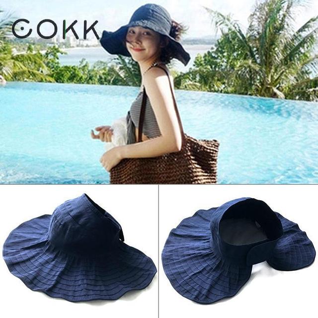 Kapelusz COKK kobiety kapelusze letnie składany przeciwsłoneczny na plażę Ponytail Cap anty-UV - tanie ubrania i akcesoria