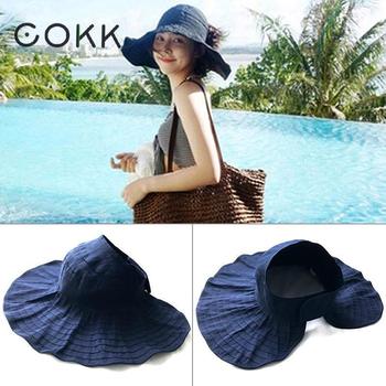 Kapelusz COKK kobiety kapelusze letnie składany przeciwsłoneczny na plażę Ponytail Cap anty-UV