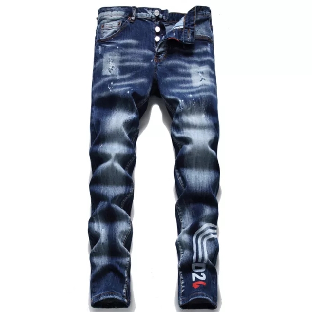 Męskie dopasowane dżinsy spodnie zimowe włoskiej marki najlepszej jakości - tanie ubrania i akcesoria