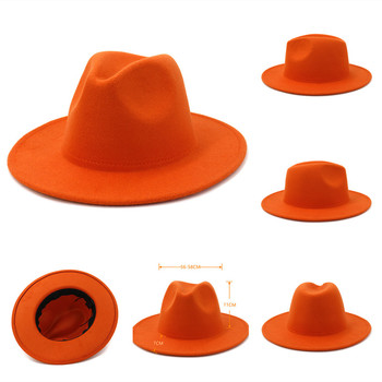 Klasyczny pomarańczowy kapelusz Fedora z wełny britanskiej mody jazzowej kowbojski dla mężczyzn i kobiet