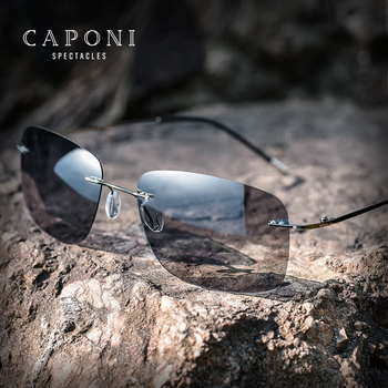Fotochromowe spolaryzowane okulary przeciwsłoneczne CAPONI Square dla mężczyzn UV400 BS7467