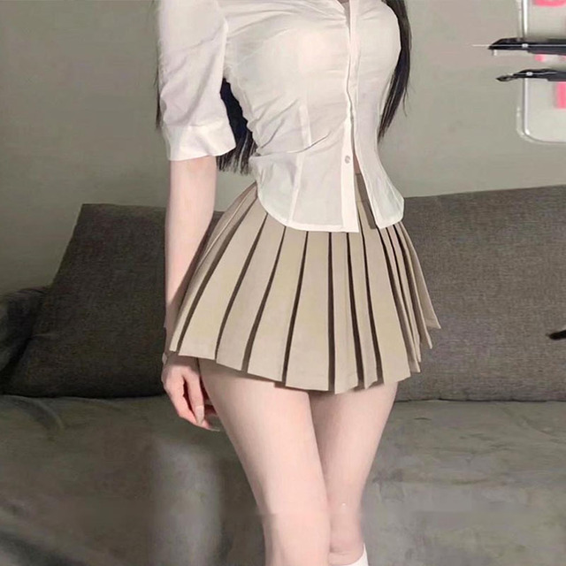 Spódnica JK Lolita Kawaii na jesień - wysoka talia, plisowana mini spódnica dla dziewcząt, śliczne, koreańskie V8TV - tanie ubrania i akcesoria