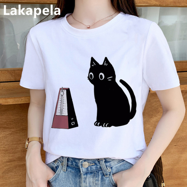 Koszulka damska z nadrukiem Łapa kota Kitten Footprint - lato 2021, nowa moda, biała, o-neck, śmieszna, interesująca, dziewczęca, gotycka - tanie ubrania i akcesoria