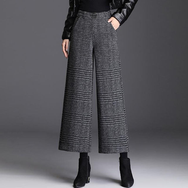 Kobiece jesienno-zimowe spodnie capri wełniane OL Style Casual X502 - tanie ubrania i akcesoria