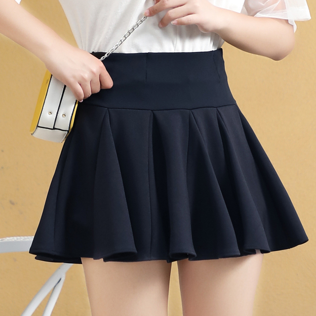 Krótka spódnica Kawaii w stylu Harajuku College z wysokim stanem - tanie ubrania i akcesoria