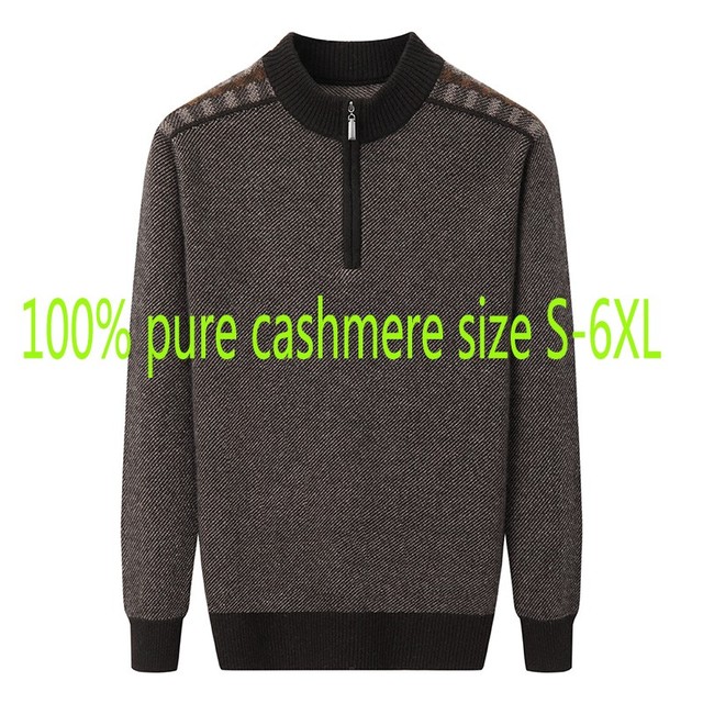 Nowy sweter męski z kaszmiru, wysoka jakość, pół wysoki kołnierzyk, suwak, komputerowa dzianina, plus size S-6XL - tanie ubrania i akcesoria
