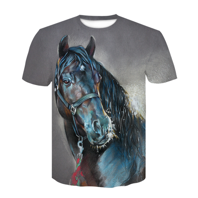 Nowa letnia koszulka męska Streetwear z krótkim rękawem Casual Run Horse 3D - tanie ubrania i akcesoria