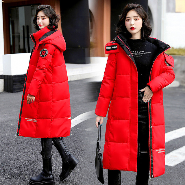 Płaszcz zimowy damska kurtka pikowana 2021 zimowa koreańska długa ocieplana kurtka z bawełny - parka - tanie ubrania i akcesoria