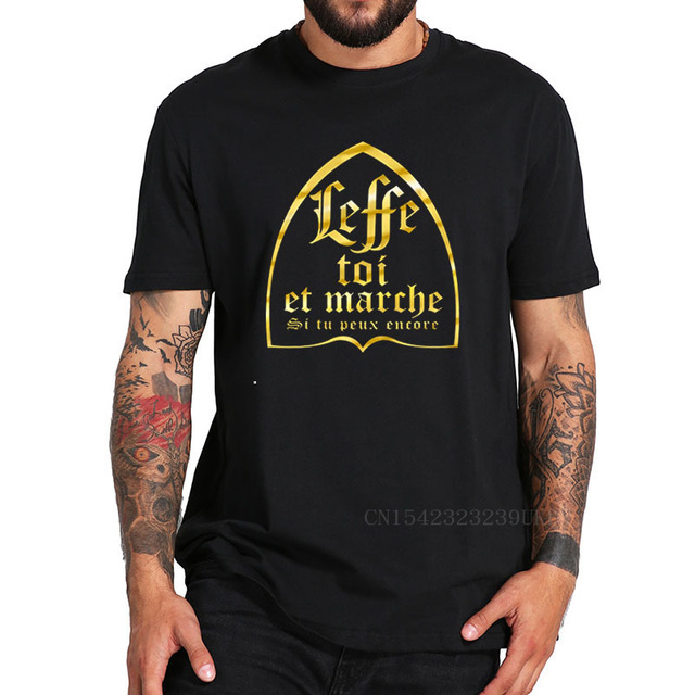 Koszulka męska Leffe z francuskim tekstem - idealna dla miłośników piwa, 100% miękka bawełna - tanie ubrania i akcesoria