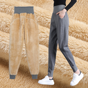 Wysokie spodnie dresowe Joggers PELEDRESS dla grubych kobiet - ciepłe, zimowe, aksamitne, garniturowe, luźne