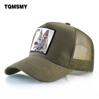 Unisex haftowana czapka baseballowa z wzorem policyjnego psa na gorsecie - męska i damska czapka hip-hopowa Snapback z siatkowym panelem na słońce