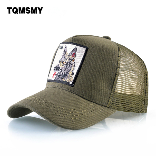 Unisex haftowana czapka baseballowa z wzorem policyjnego psa na gorsecie - męska i damska czapka hip-hopowa Snapback z siatkowym panelem na słońce - tanie ubrania i akcesoria