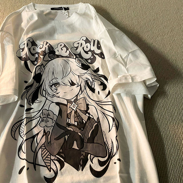 Nowa koreańska krótka koszulka z nadrukiem anime ins tide, lato 2021 - tanie ubrania i akcesoria