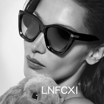 Okulary przeciwsłoneczne damskie - Square Fashion Vintage LNFCXI - designerka Retro Ins - kolorowe kwadratowe