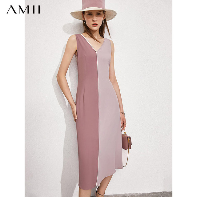 Sukienka letnia damska A-line z szyfonu, przyczynowy dekolt V-neck, patchwork, stylizowana na minimalizm (12140128) - tanie ubrania i akcesoria