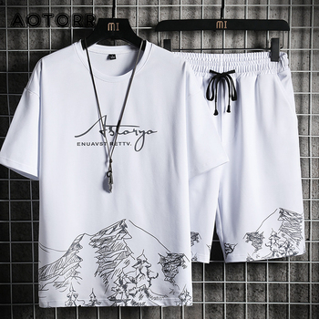 Moda męska: Wygodny zestaw T-Shirt + spodenki Streetwear 4XL