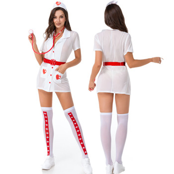 Seksowny kostium pielęgniarki egzotycznej krótki mundurek Cosplay Halloween