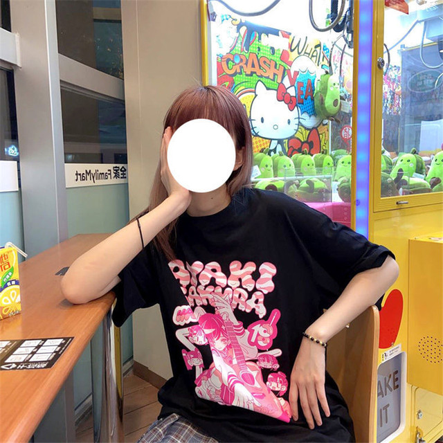 Damska koszulka Y2K gotycki Harajuku Anime Kawaii z nadrukiem wiosna/lato 2021 w rozmiarze Plus Size - Top sprzedażowy - tanie ubrania i akcesoria