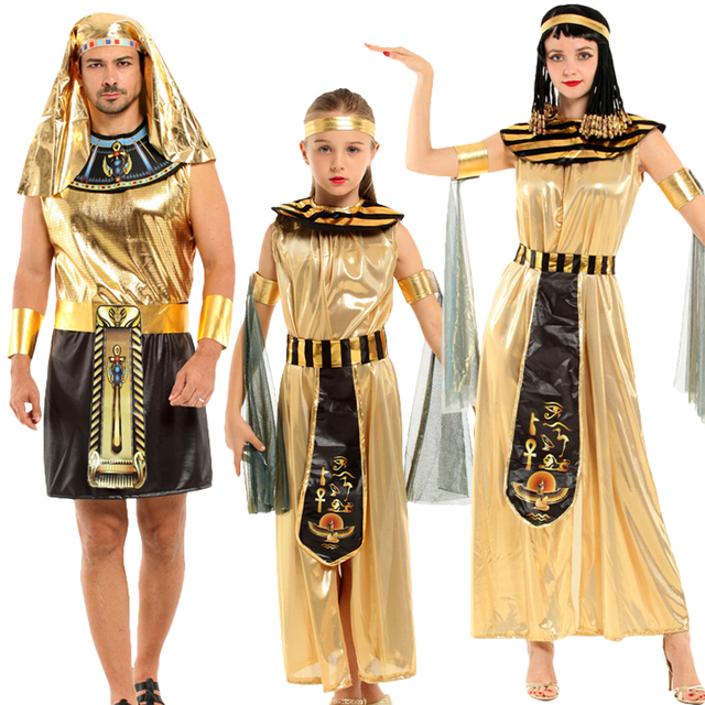Halloweenowy kostium dziecięcy złota kleopatra - egipska królowa z kosztownym przebraniem - tanie ubrania i akcesoria