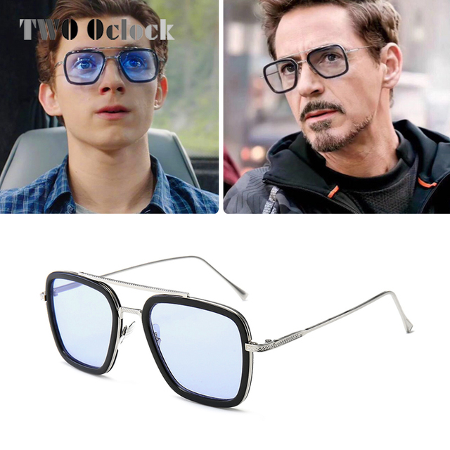 Okulary przeciwsłoneczne męskie Tony Stark Iron Man 3 Vintage Retro Yellow Red Sunglasses 2019 W66218 - tanie ubrania i akcesoria