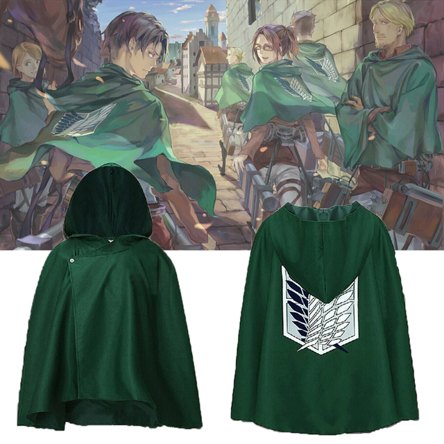 Japoński płaszcz kospla Shingeki no Kyojin harcerstwo Legion - mężczyzna, zielony przylądek - tanie ubrania i akcesoria