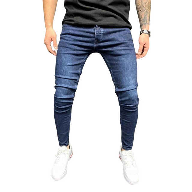 Męskie jeansy Slim z elastycznym streczem, czarne, Vintage Wash, S-3XL - tanie ubrania i akcesoria