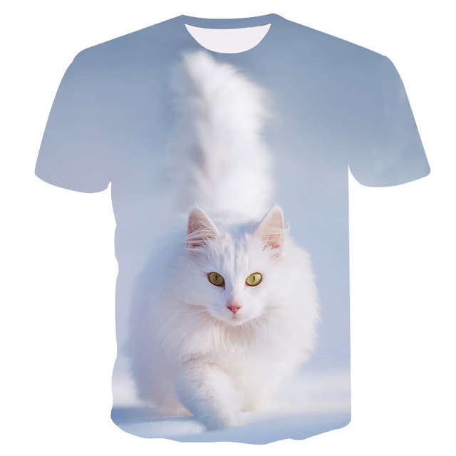 Nowa męska koszulka z krótkim rękawem 2021 z nadrukiem 3D kotów, O-neck Tees – Rozmiar S-5XL - tanie ubrania i akcesoria