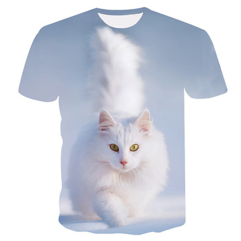 Nowa męska koszulka z krótkim rękawem 2021 z nadrukiem 3D kotów, O-neck Tees – Rozmiar S-5XL