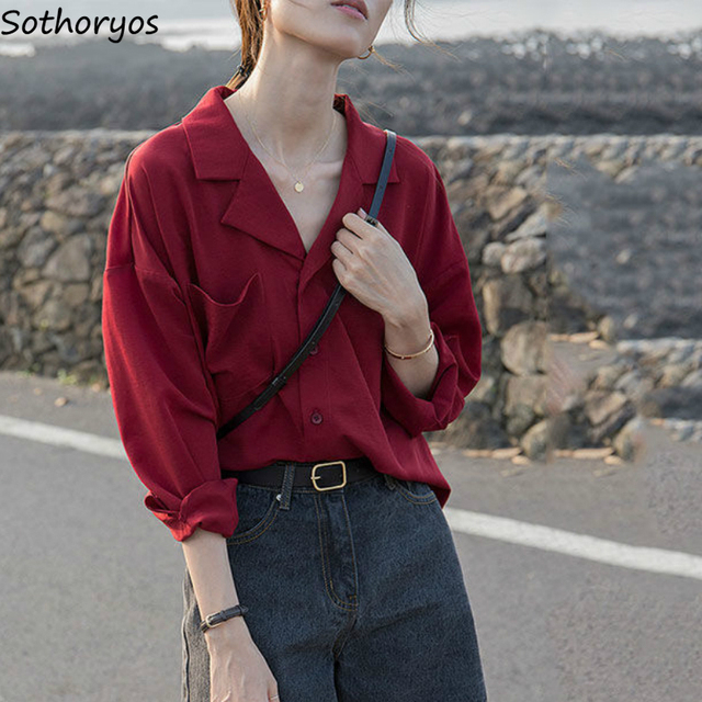 Kobiece bluzki szyfon ścięty prosta w jednolitym kolorze długim rękawem - tanie ubrania i akcesoria