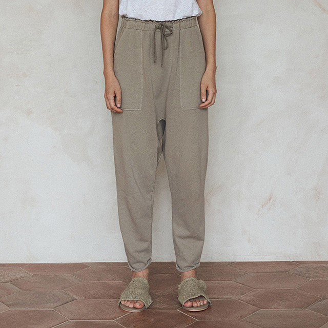 Johnature - elastyczne spodnie Harem, pełna długość, jesień 2021, kieszenie, jednolity kolor - tanie ubrania i akcesoria
