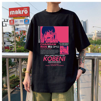 Oversized Chainsaw Man T-shirt w stylu koreańskim Harajuku z krótkim rękawem – męska i damska