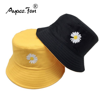 Panamska czapka przeciwsłoneczna z haftowanymi stokrotkami - ochrona przed słońcem na lato, idealna dla kobiet, studentek i miłośniczek wędkarstwa