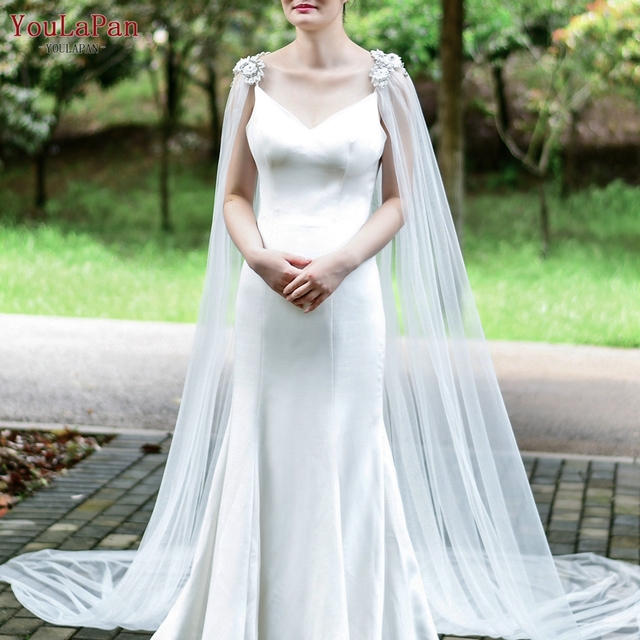 Kurtka ślubna YouLaPan G21 Bridal z koronką, perłą diament i kwiatowym wzorem - damska płaszcz na 3 metry - tanie ubrania i akcesoria