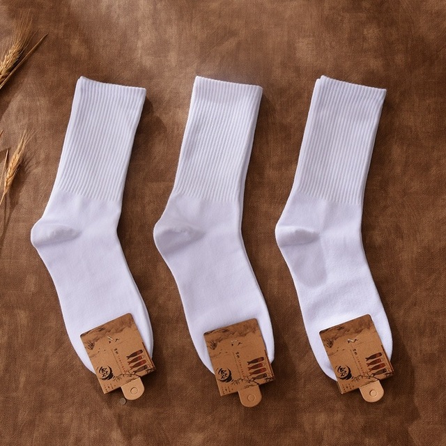 Męskie bawełniane skarpetki rurki do kolan - 1 para, białe/czarne, standardowe, eleganckie, Harajuku - tanie ubrania i akcesoria